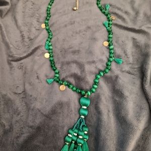 Kate Spade Green Poms Tassel Necklace
